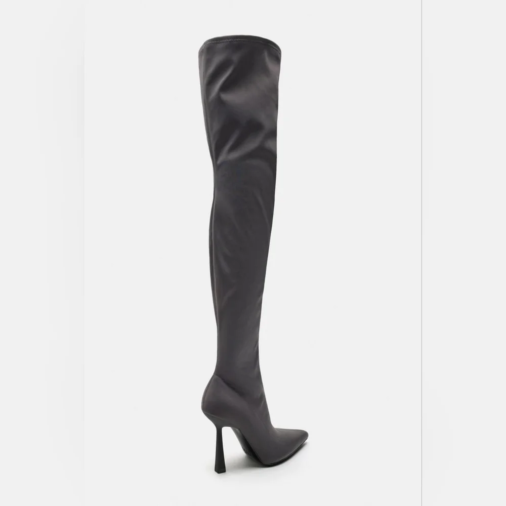 ZARA LIMITED EDITION FABRIC OVER THE KNEE HEELED BOOTS